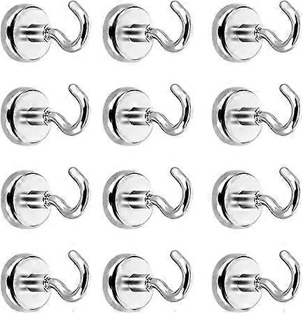 Magnet Hooks, Magnets with Hooks, Magnet Hooks, Super Strong Neodymium Magnetic Hooks (12 Pcs, Silver)