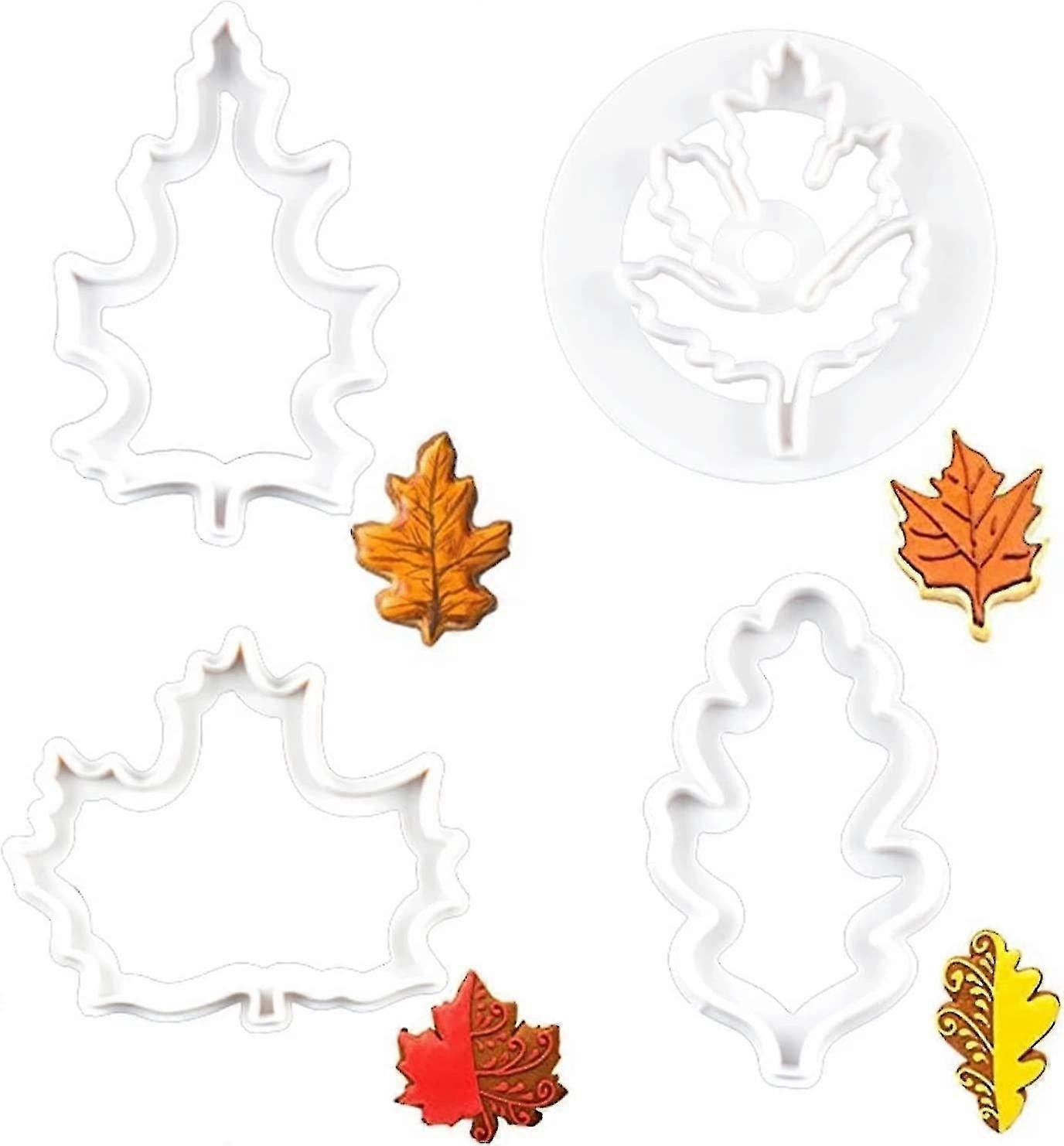 4 Pcs Autumn Leaf Cookie Cutter Set Mini Plastic Fondant Icing Mould Diy Baking Tool