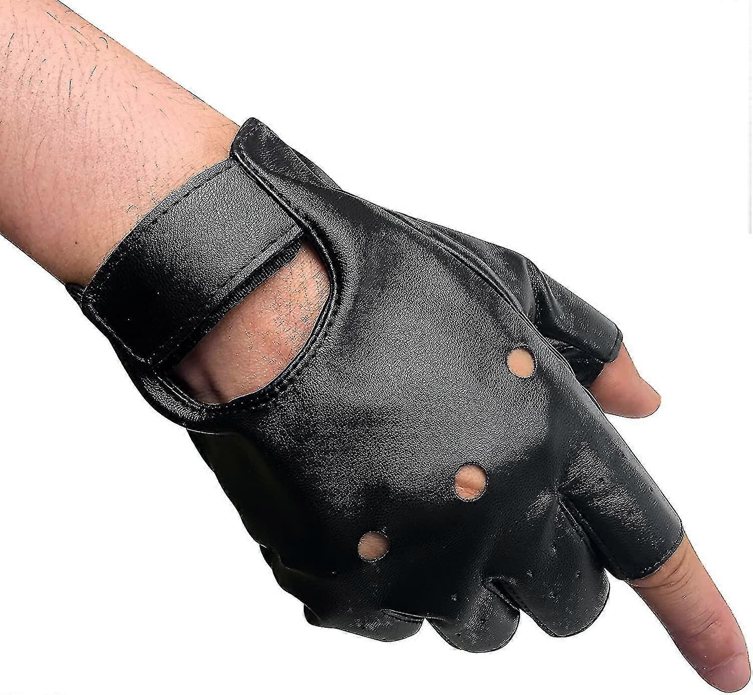 גברים ללא אצבעות כפפות עור פו כפפות נהיגה סטימפאנק גותי חצי אצבע Y