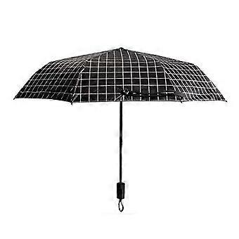 iwobi Regenschirm, Taschenschirm, leicht, kompakt, sturmfest, Regenschirme, kleiner Taschenschirm für Reisen und im Freien (schwarz kariert)