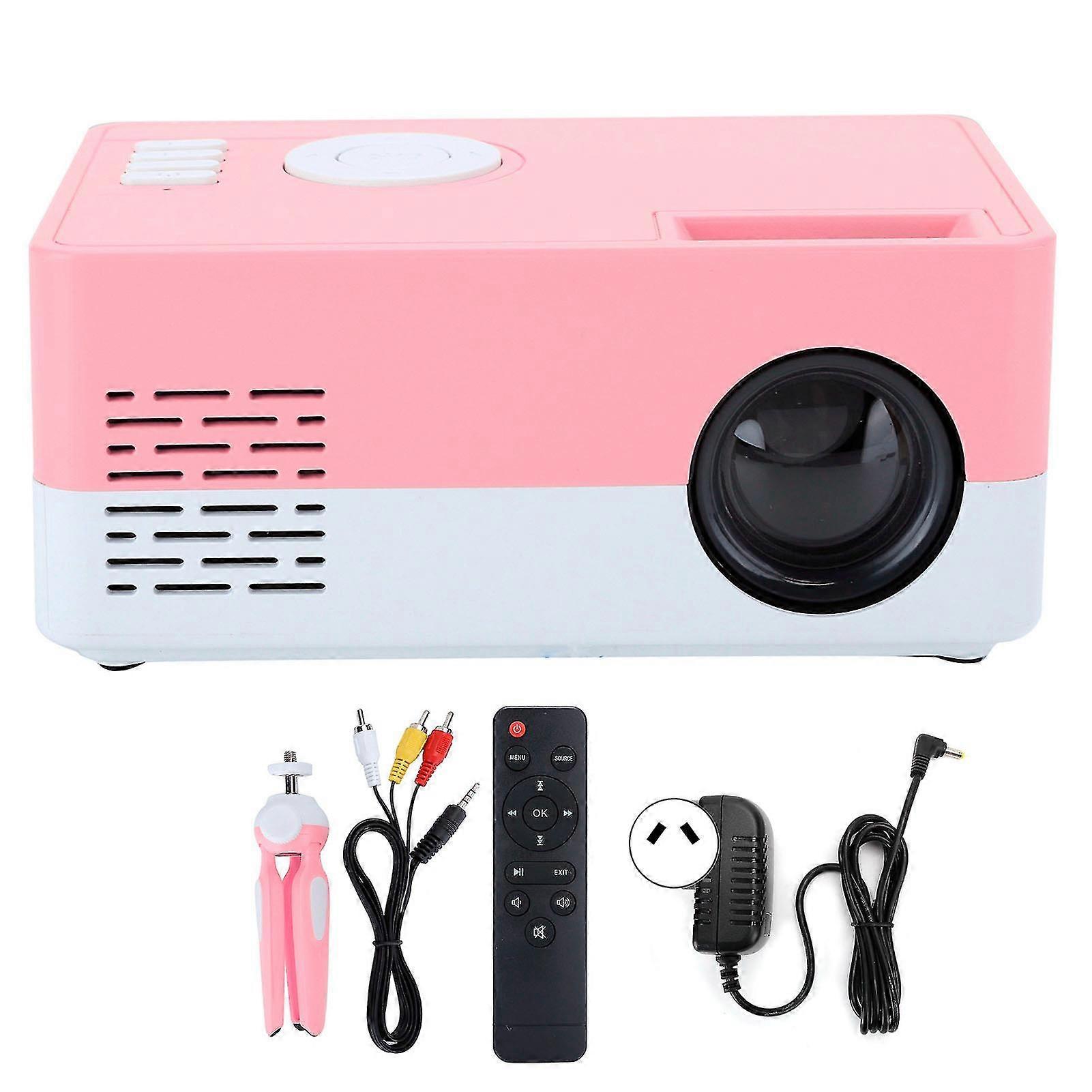 Mini Portable Projector LED Home Theater Video Media Player Projector with Rack 100240V White Pink AU Plug-YM