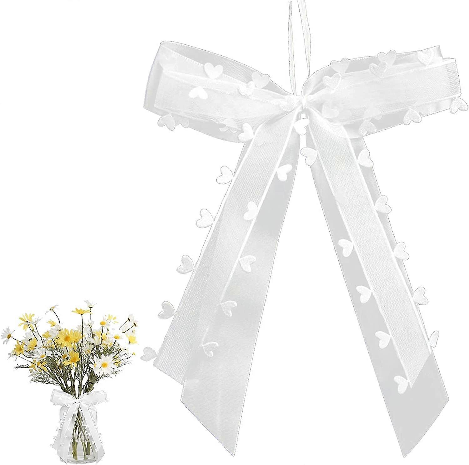 100 Car Loops For Wedding With Hearts - Handmade - Tulle And Satin Band - Simple Binding By The Car