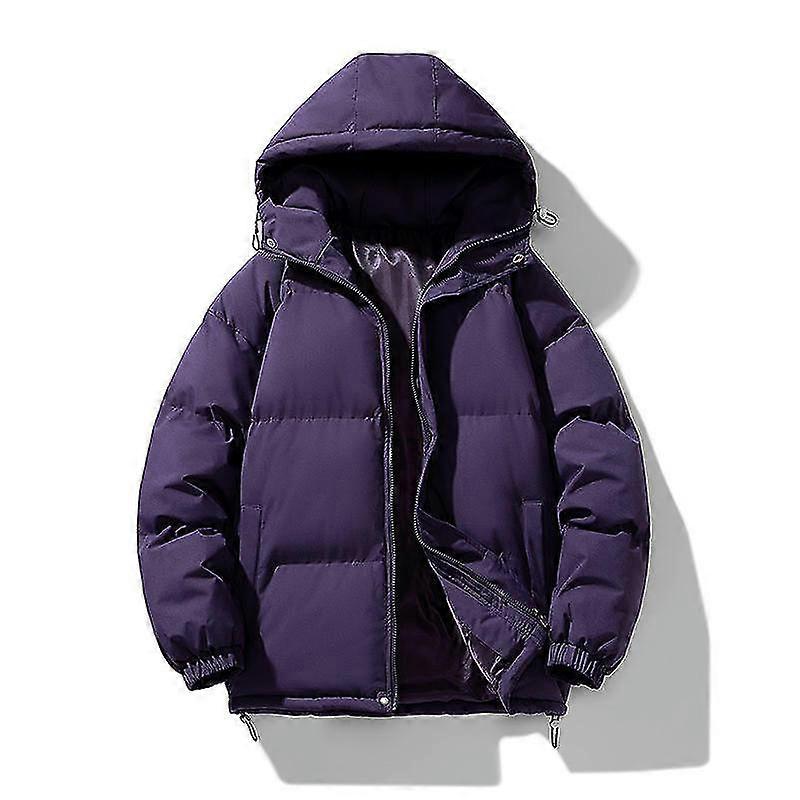 Men's Down Jacket Hooded Warm Winter Casual Zipper Thick Solid Color