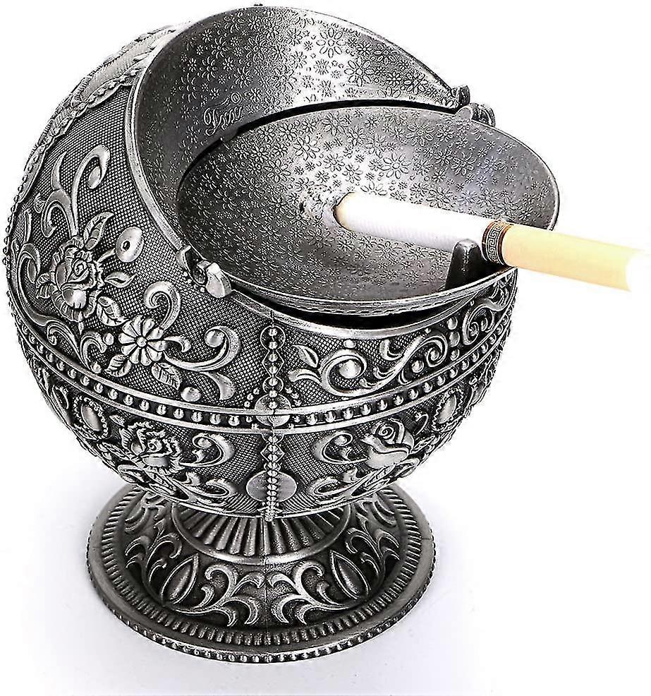 Windproof Vintage Ashtray With Lid - Classic Castle Pattern, Table Ashtray
