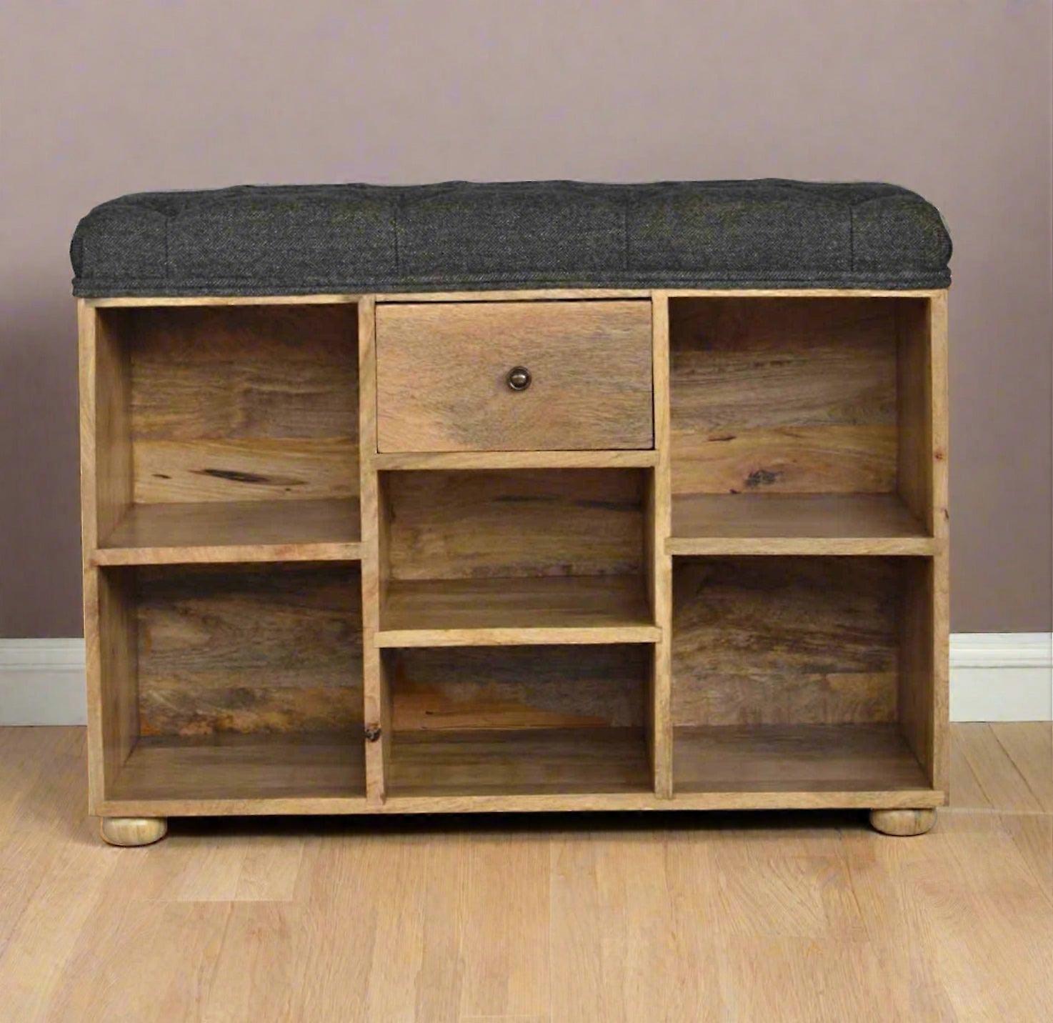 Black Upholstered Seating Bench With Storage