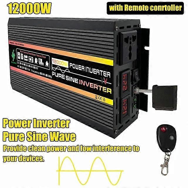 12000W Dc 12v To Ac 220v Pure Sine Wave Inverter Led Display Car Inverters Converter Voltage Transformer With Remote Controller