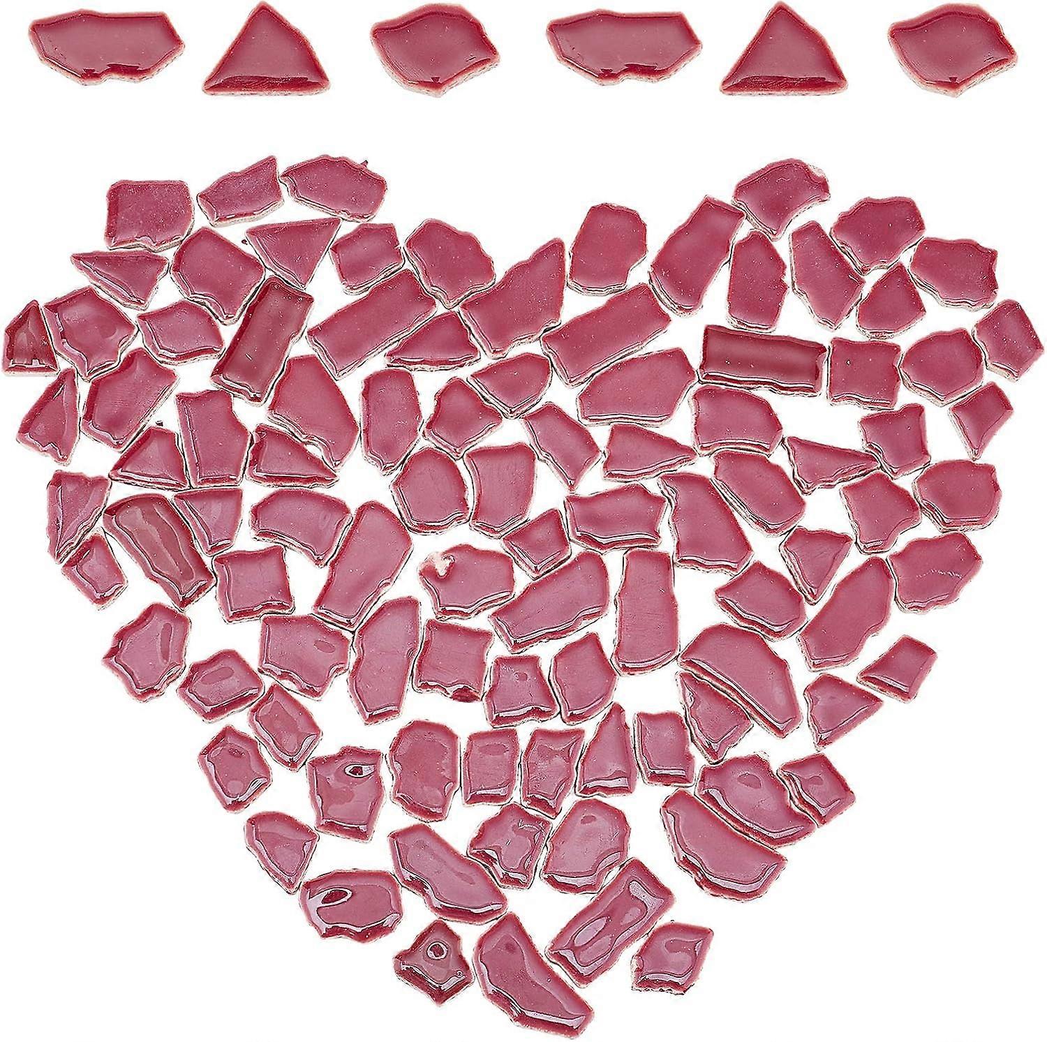 77Pcs Mosaic Tiles Irregular Shape Ceramic Mosaic Tiles Stained Porcelain Stone Home Decoration for DIY Plates Picture Frames Flowerpots Dark Red