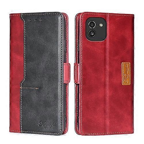 For Samsung Galaxy A03 EU Edition 166mm Contrast Color Side Buckle Leather Phone Case