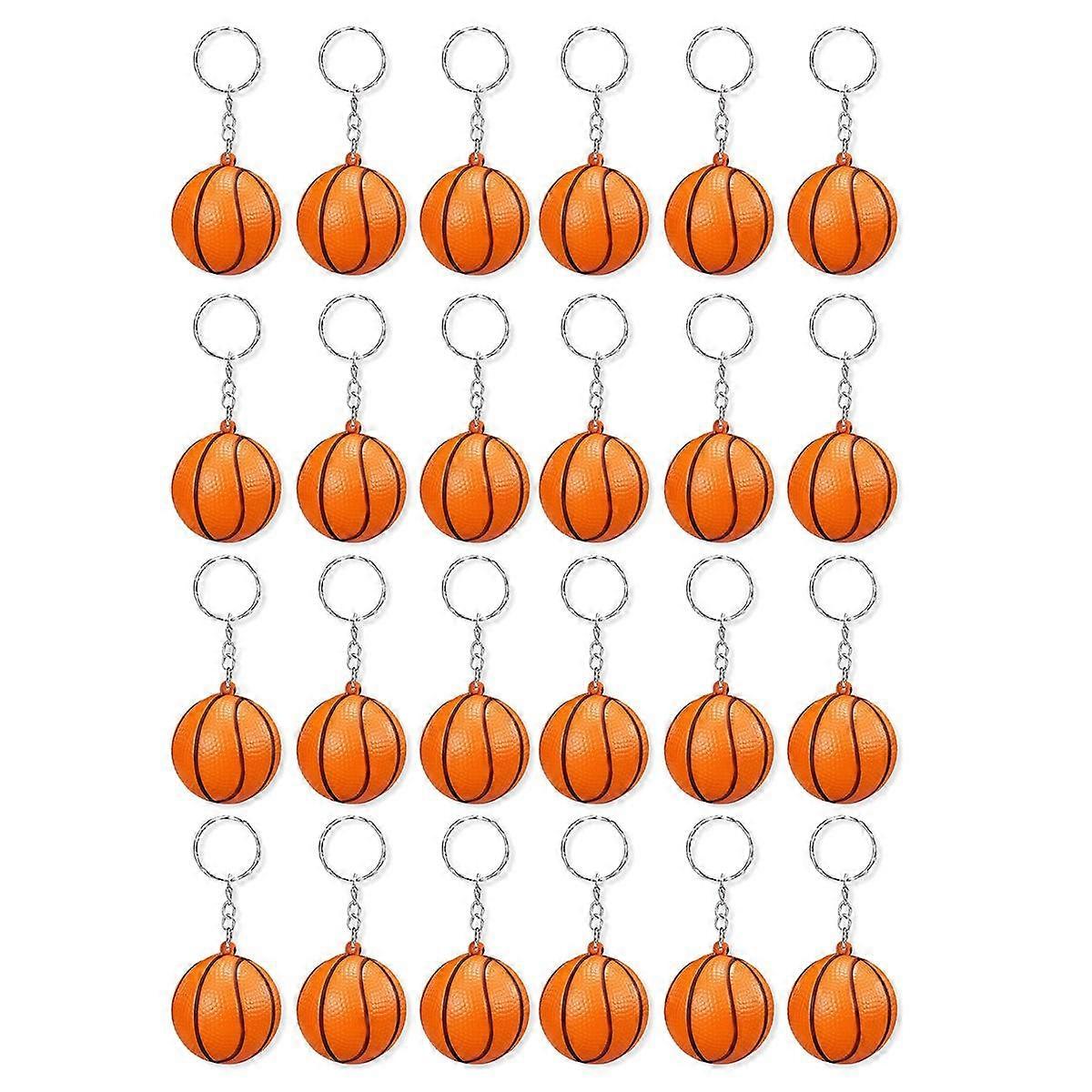 24 Pack Basketball Keychains,Mini Basketball Stress Ball Keychains,Sports Ball Keychains,School Car