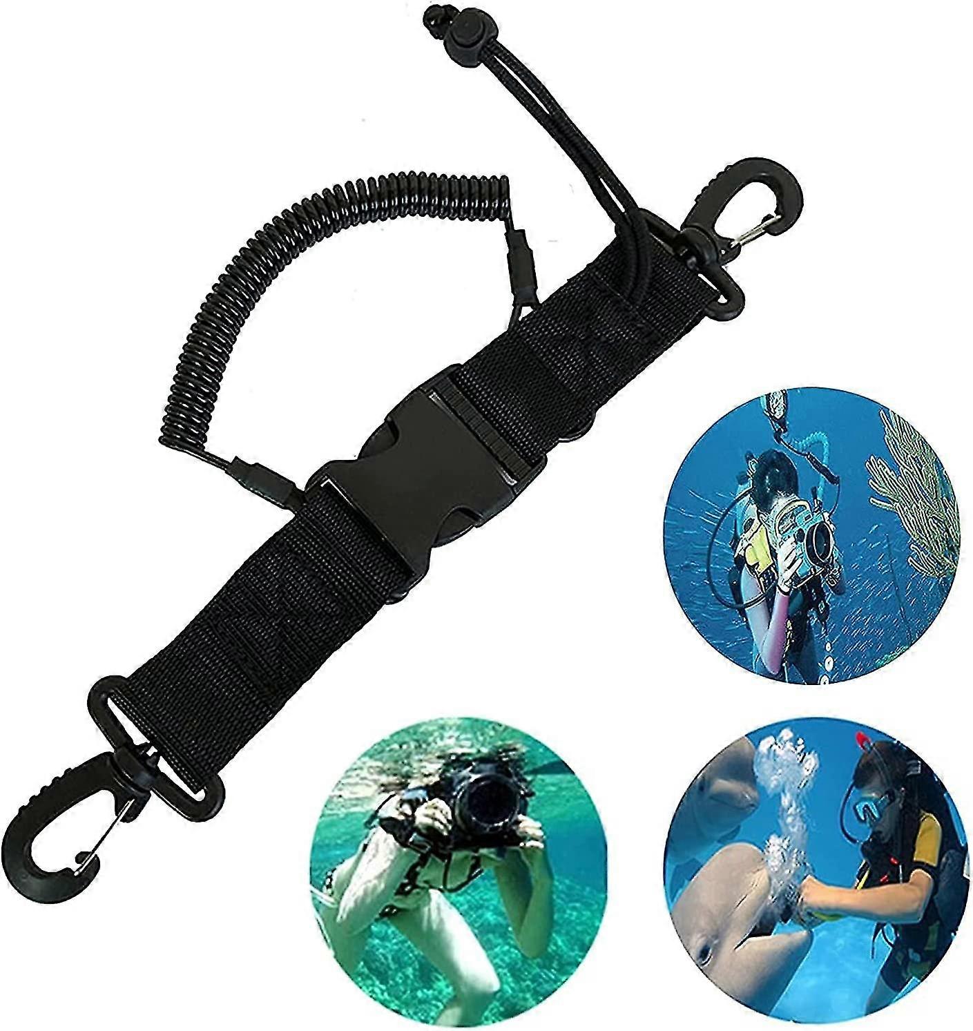 Sangle de longe de plongée sous-marine, longe de caméra de plongée avec clips à dégagement rapide pour les lumières de caméra sous-marine