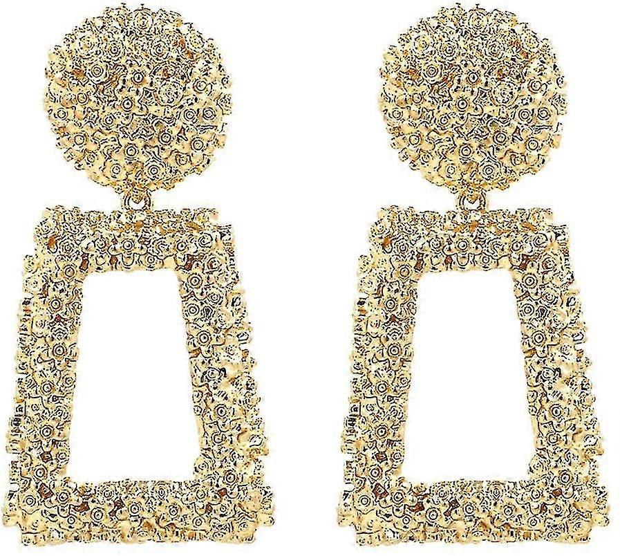 Drop Earrings Large Metal Rectangle Geometric Dangle Earrings Silver/gold