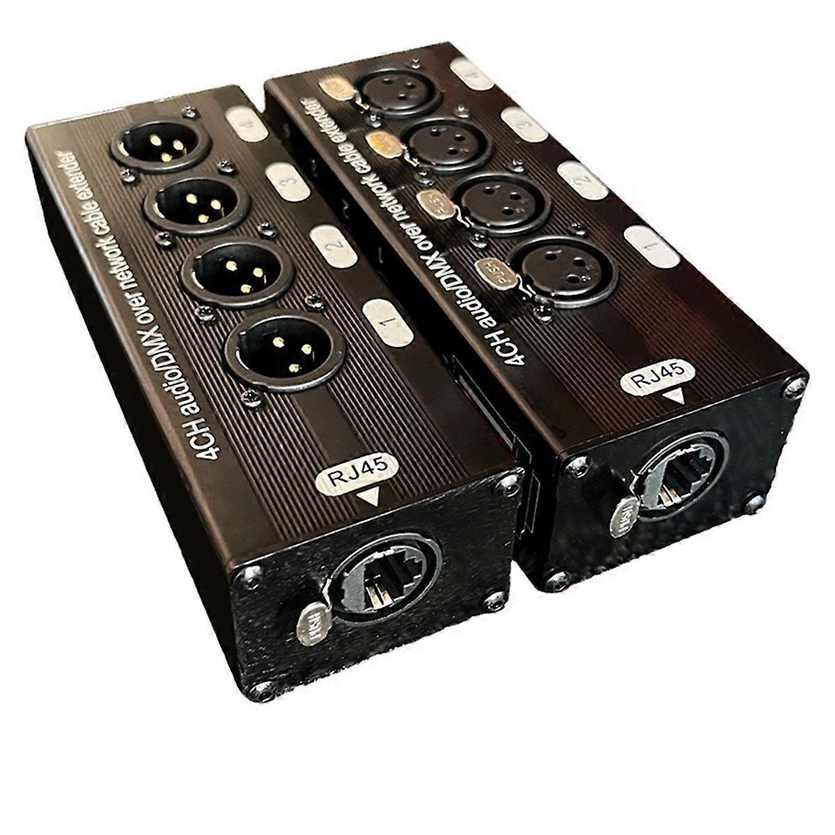 1Pc 4-Channel 3-Pin XLR Audio and DMX over Network Cable Extender, DMX512 Network Signal Extender