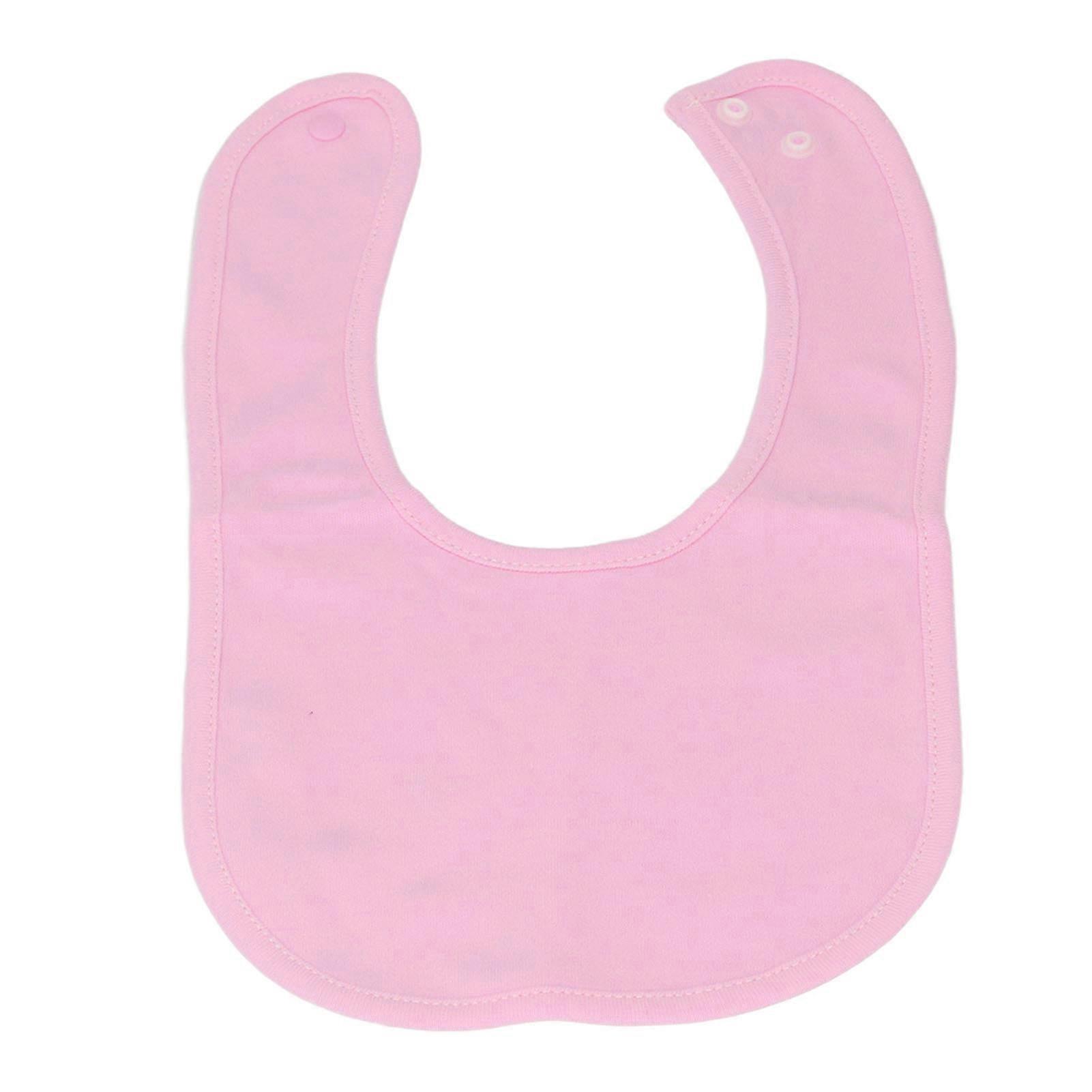 Cotton Baby Bib with Snap Fastener Double Layer Newborn Saliva Towel Dribble Cloth Pure Colour Pink