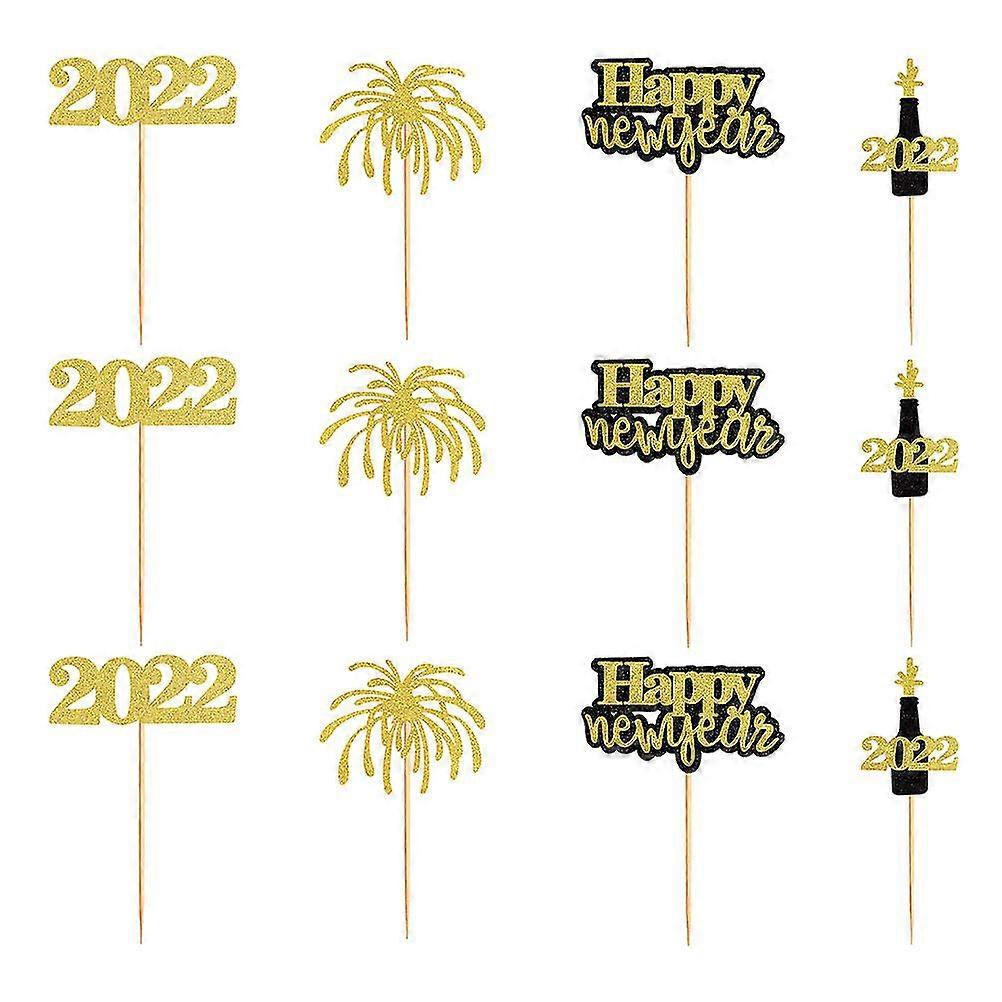 40pcs Creative Cake Picks New Year Cake Insert Cake Decorations Cake Toppers