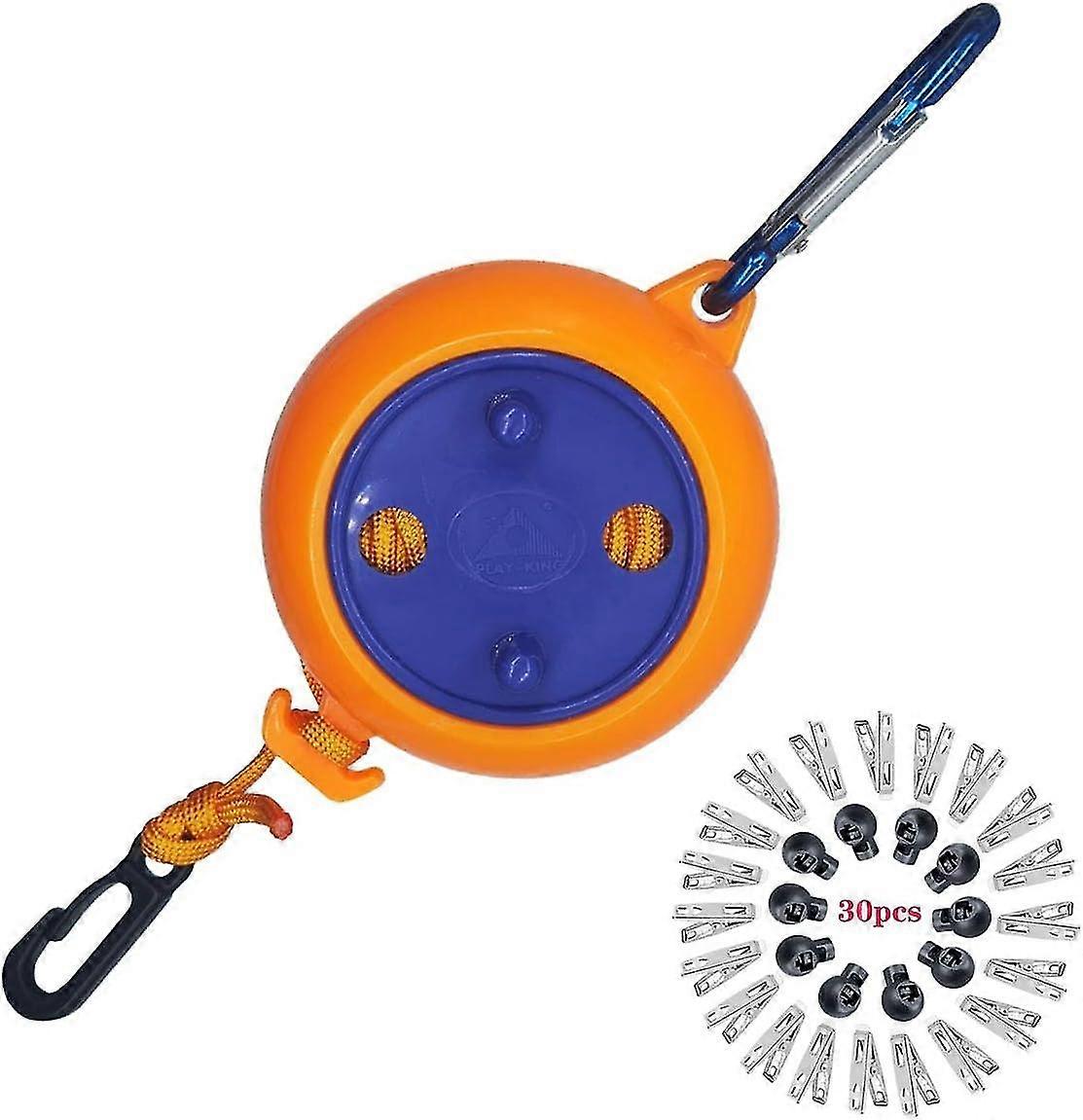 חבל כביסה לקמפינג, חבל כביסה נשלף לנסיעות באורך 8 מטרים עם 10 אבזמים קבועים ו-20 אטבי כביסה