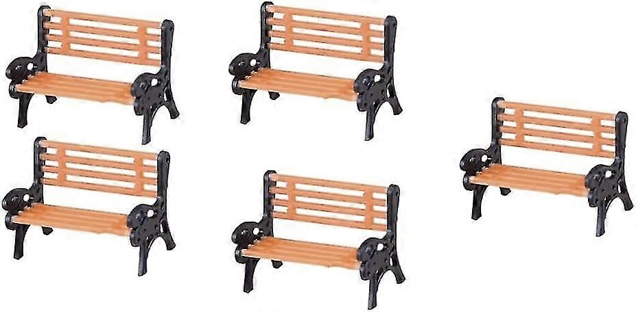 5PCS Mini Park Benches Model Train 1:100 Bench Chair Settee Miniature Park Bench Craft for Railway Layout