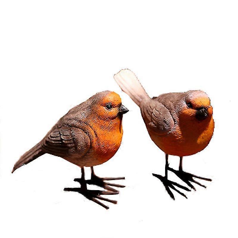 Robins, Wild Bird Collection, Life-like Colouring, Garden Outdoor Ornaments Decor Statue(2pcs, Brown)