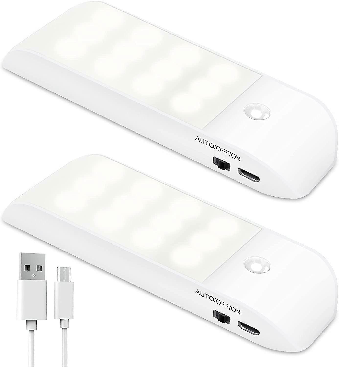 Auto Light, Portable Motion Sensor Light, 3 Mode Night Light 12 LED USB Rechargeable with Magnetic Sticker Warm Light for Wardrobe/Hallway/Staircase