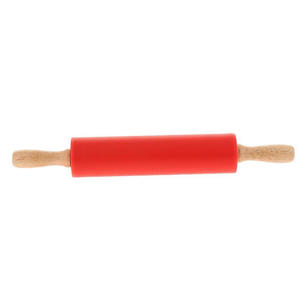 Silicone Rolling Pin Pizza Dough Maker Rolling Dowel Dough Roller Red