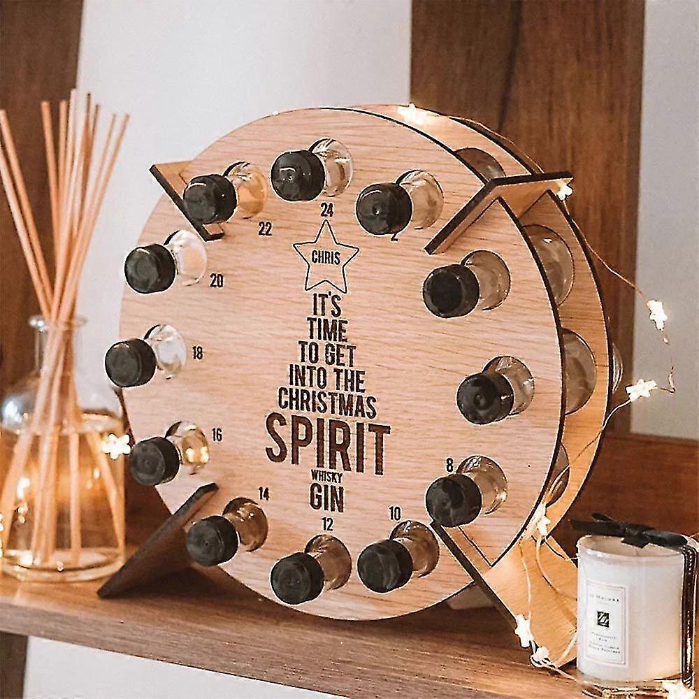 Christmas Tree Wood Wine Bottle Stand Holder Xmas Party Display Advent Calendar Countdown