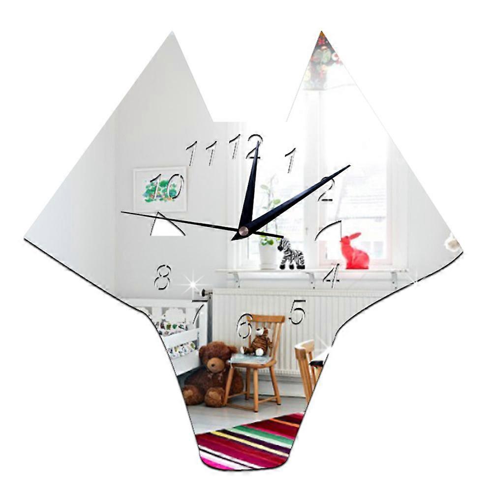 3D Silent Decoration Cute Animal Pattern Mirror Wall Clock