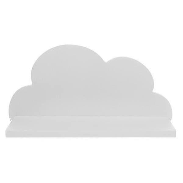 1pc Punch Free Wooden Cloud Shape Baffle Shelf Floating Shelf Compatible Home (blanco)