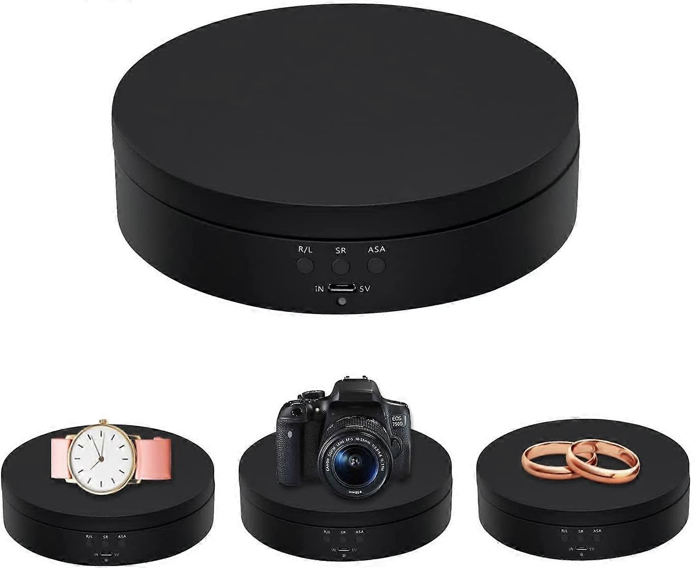 360 Degree Rotating Display Stand for Photography 360 Motorized Turntable for Displaying Jewelry, Watches, Digital Products(Black)
