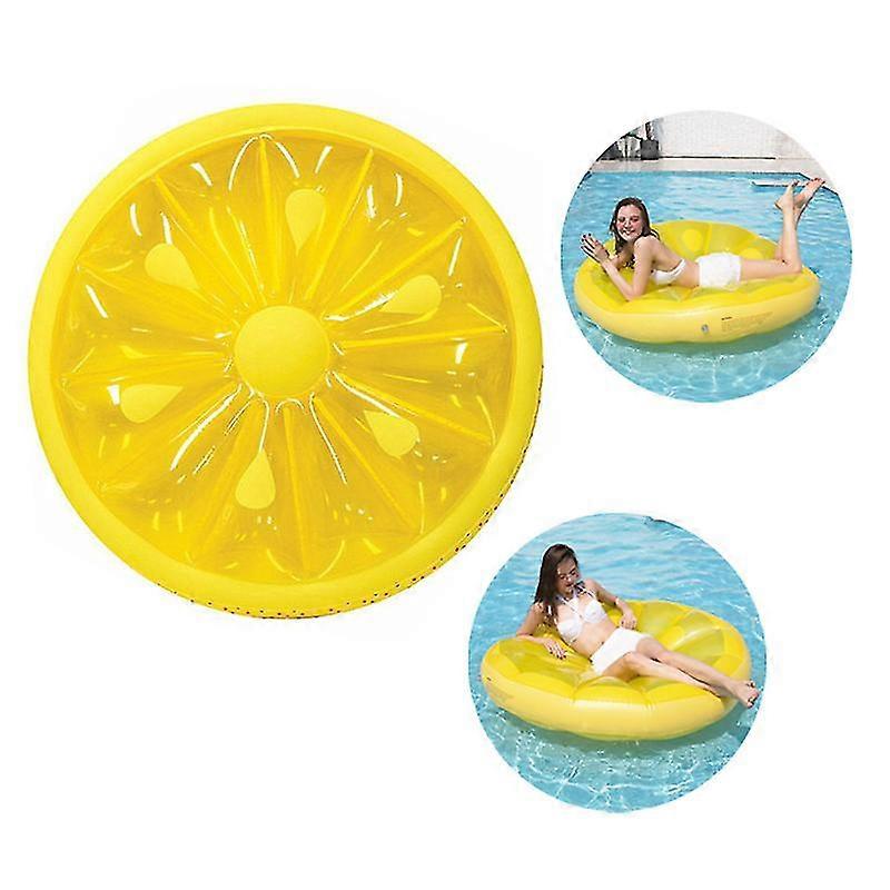 Lemon Round Pool Float Inflatable Lounge Float Mount Swimming Ring Orange Water Bed