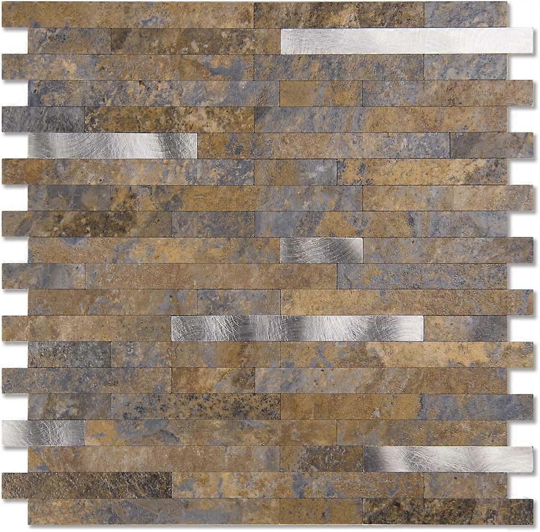 5-Sheet Peel and Stick Collage Tile for Kitchen Backsplash - Rustic Slate