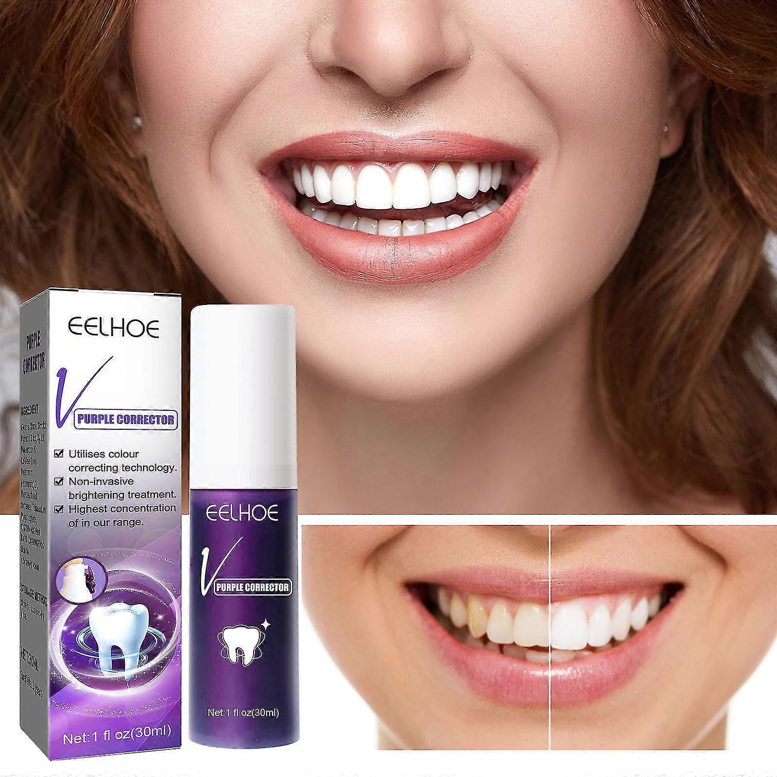 Non-Invasive Purple Teeth Whitener Tooth Paste, Teeth Whitening Toothpaste, Purple Toothpaste For Teeth Whitening, Travel Toothpaste