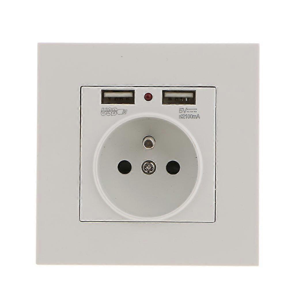 Wall Socket,power Socket With Double Usb 5v/2100ma, Built-in Socket With 2 Usb Ports Convenient