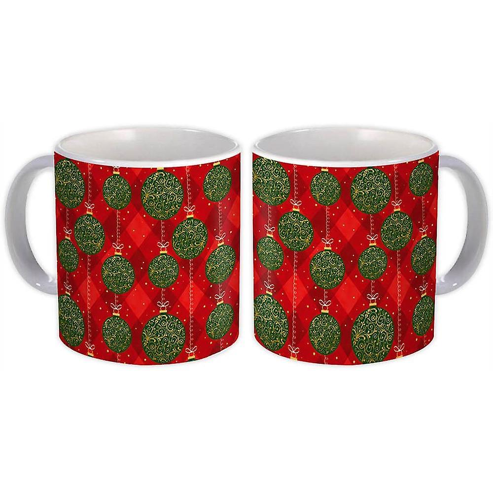 Taza de regalo: Remolinos bolas estampadas de Navidad