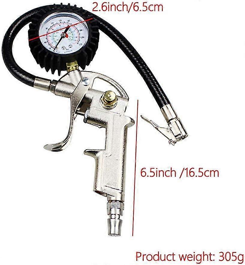 Tire Inflator With Gauge 220psi And Inflator With Hose Air Chuck Gun Handle Tire Pressure Gauge Compressor Accessories
