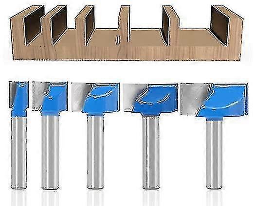 Set Of 5 Straight Cutter Bits With 8mm Shank For Woodworking 10/15/20/25/30mm