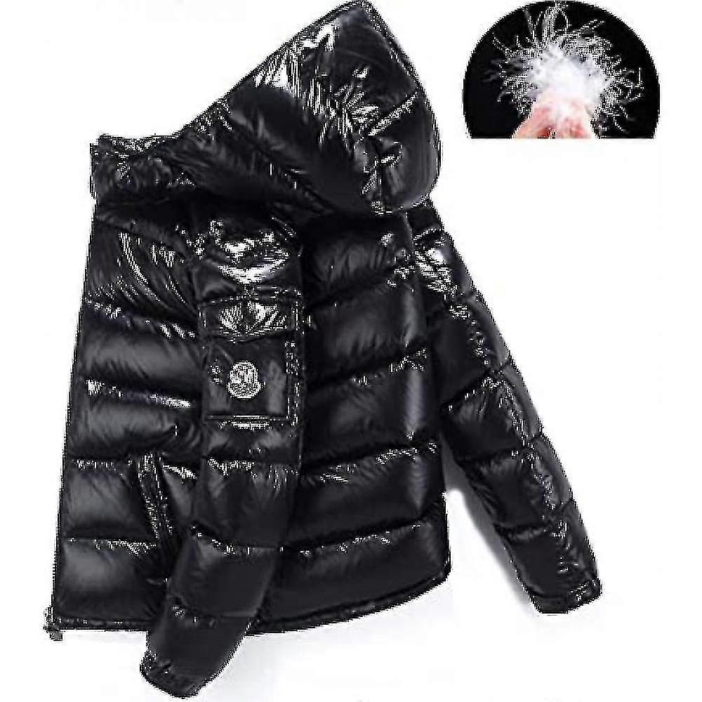 Shiny Down Jacket Men's Winter Jacket Stand Collar Down Jacket With Hood