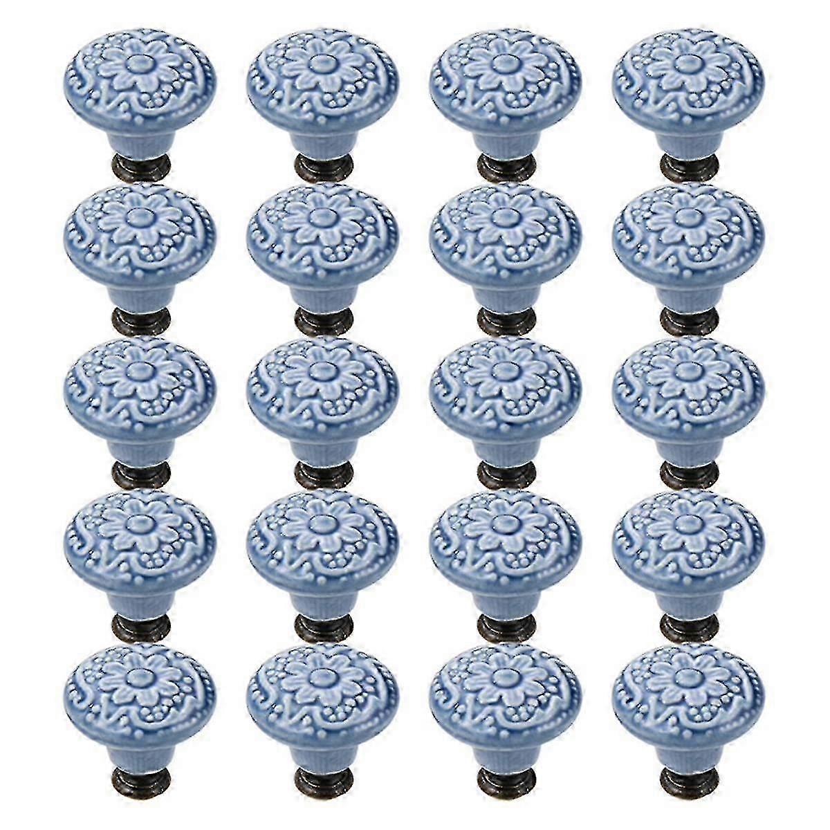 20 Pcs Drawer Pull Handles Round Cabinet Knobs Vintage Ceramic Door Knobs For Closet Cupboard Wardro