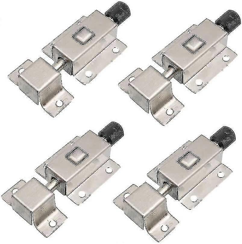 4 Piece Spring Loaded Automatic Sliding Latch, 2 Inch Stainless Steel Sliding Door Latch, Barrel Sliding Latch Lock, Door Barrel Bolt For
