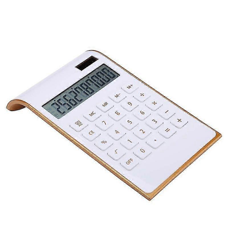 Calculator, Slim Elegant Design, Dual Powered Desktop Calculator, Solar Power, Tilted LCD