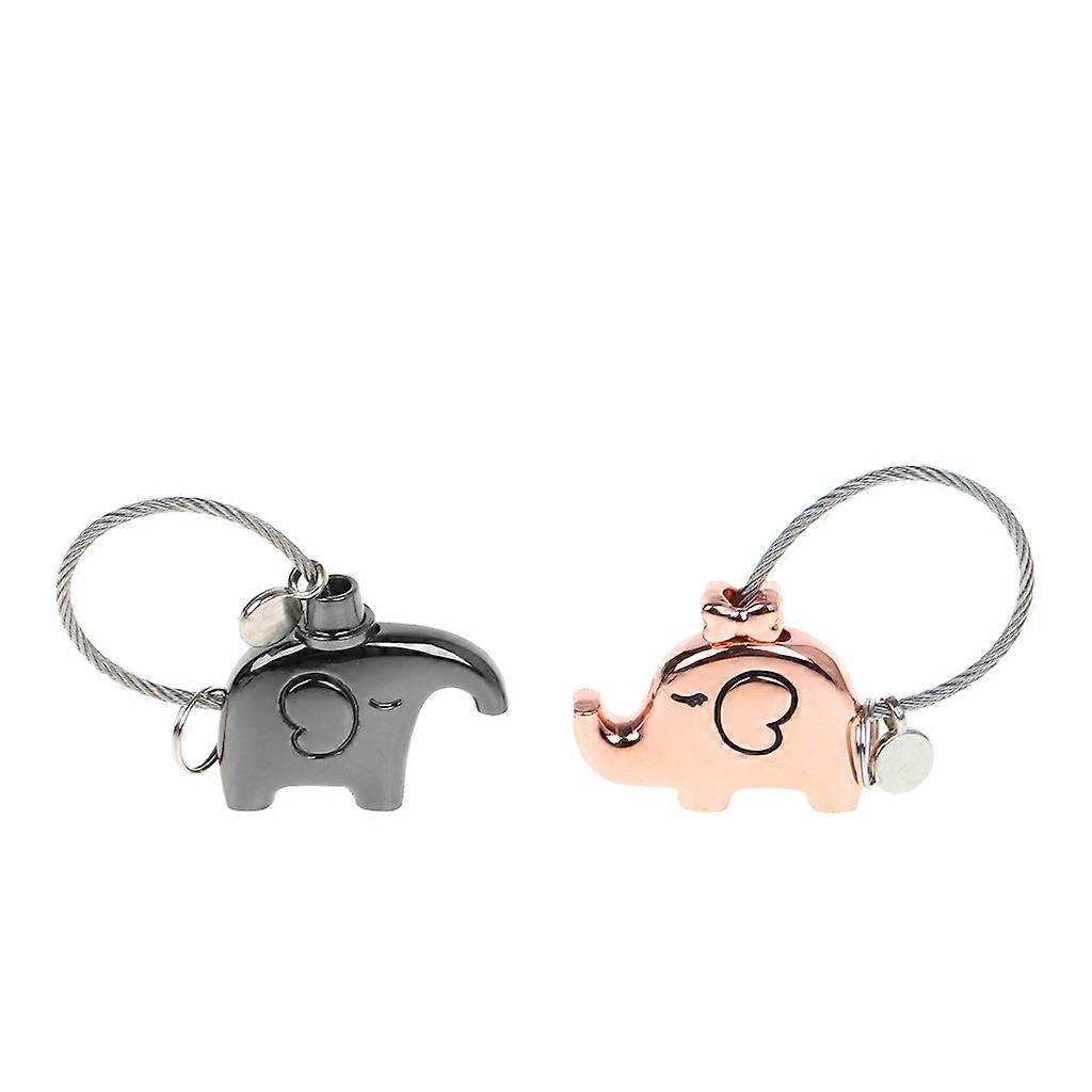 Mini Novelty Elephant Couples Lock Padlock Security Lock No Keys No Password Cute Lovers Keychain Pendant Decor