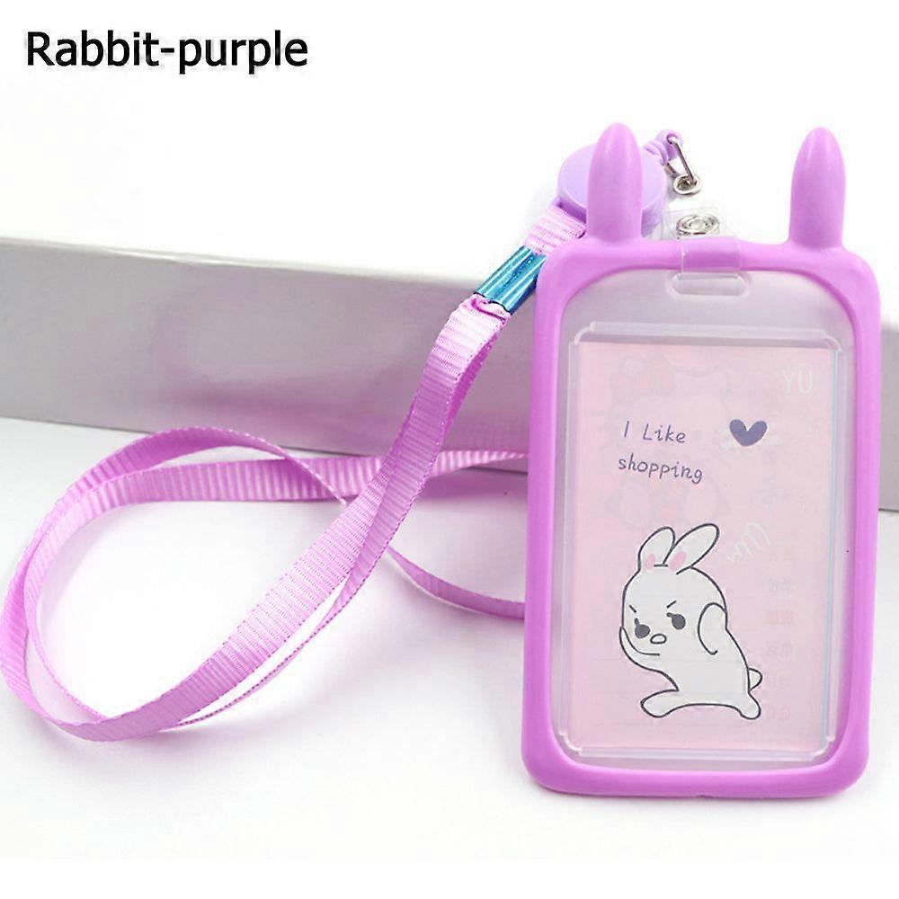 Cartoon Cat Card Holder Bank Identity Bus ID Card Sleeve Case with Retractable Reel Lanyard Plastic Credit Cover Students Gift