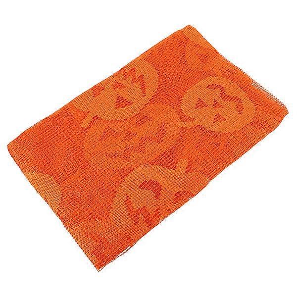 Knitting Lace Rectangular Table Runner with Halloween Elegant Pumpkin Patterns