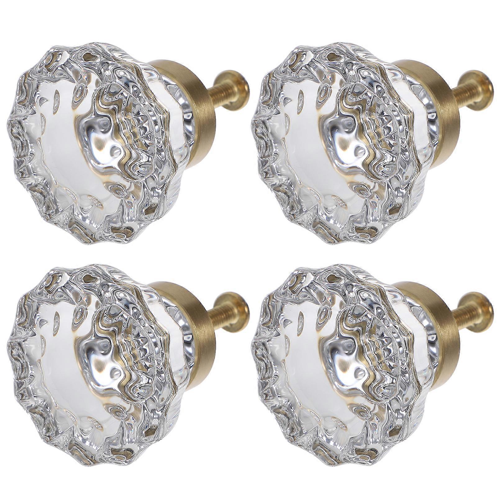 4 Pcs Crystal Drawer Knobs Cabinet Door Pulls Clear Dresser Knobs Wardrobe Knobs