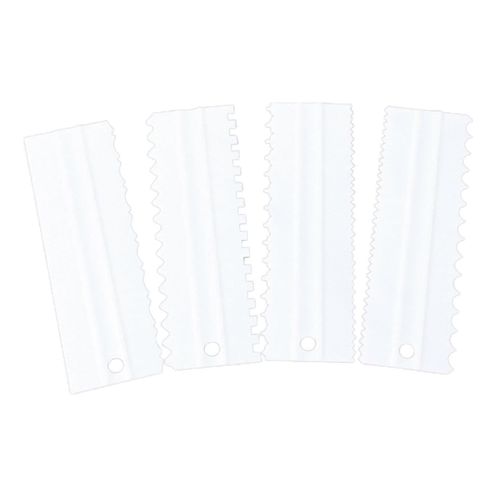 4Pcs/Set Cake Scraper Set Non-slip Comfortable Grip Plastic Buttercream Cake Scraper Comb Baking Tool