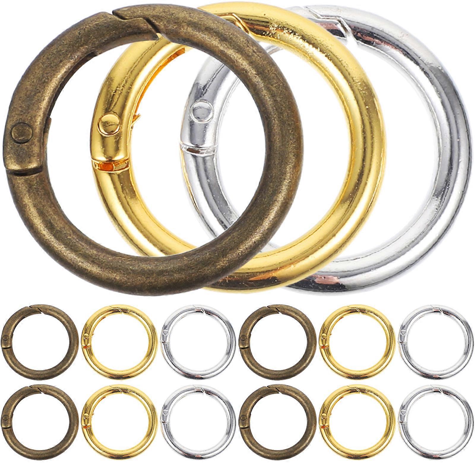 15Pcs Spring O-Rings Round Snap Buckles Key Rings Open Jump Rings Spring Keyring Buckles