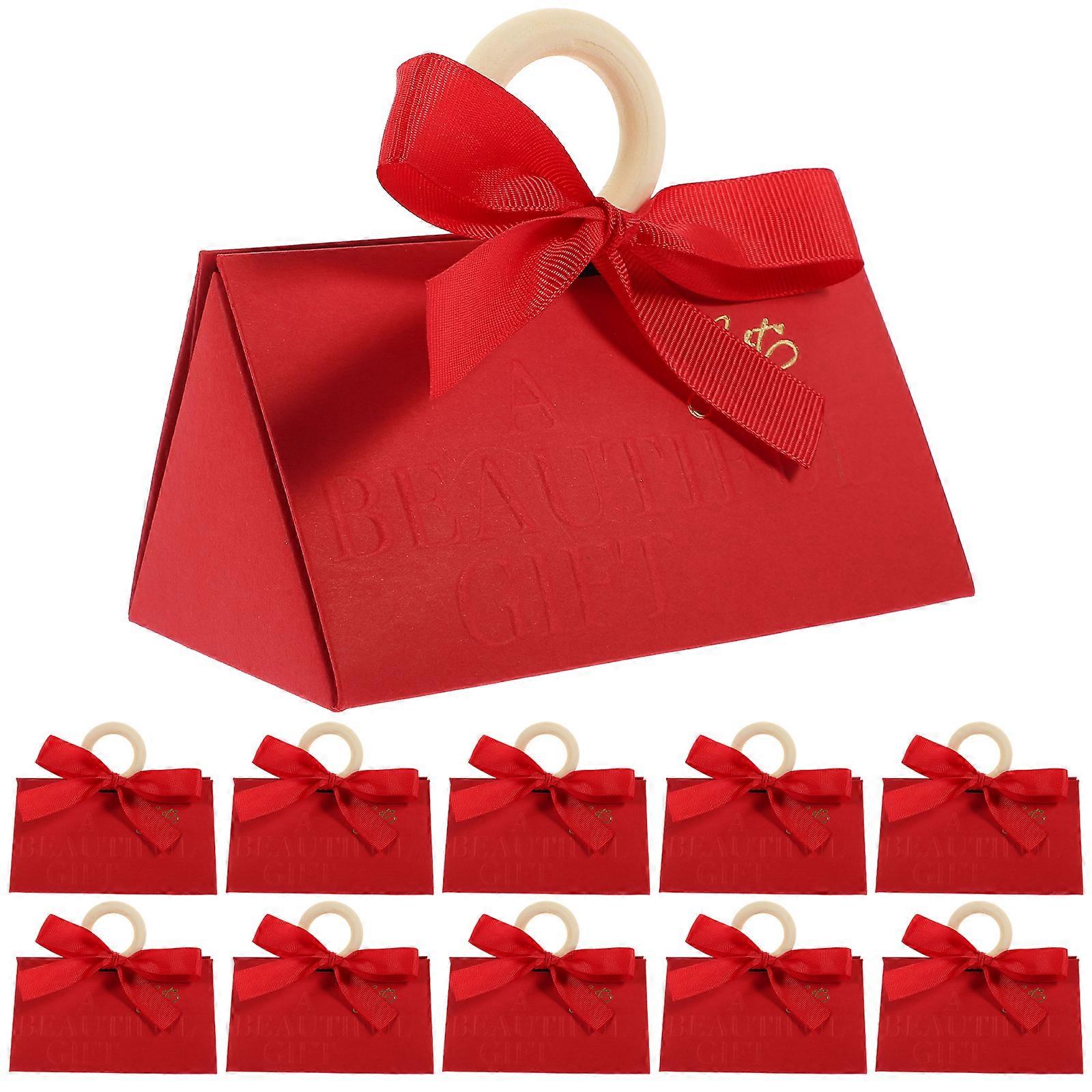 20Pcs Valentine's Day Party Favors Paper Boxes Portable Candy Box Cookie Packaging Container Red