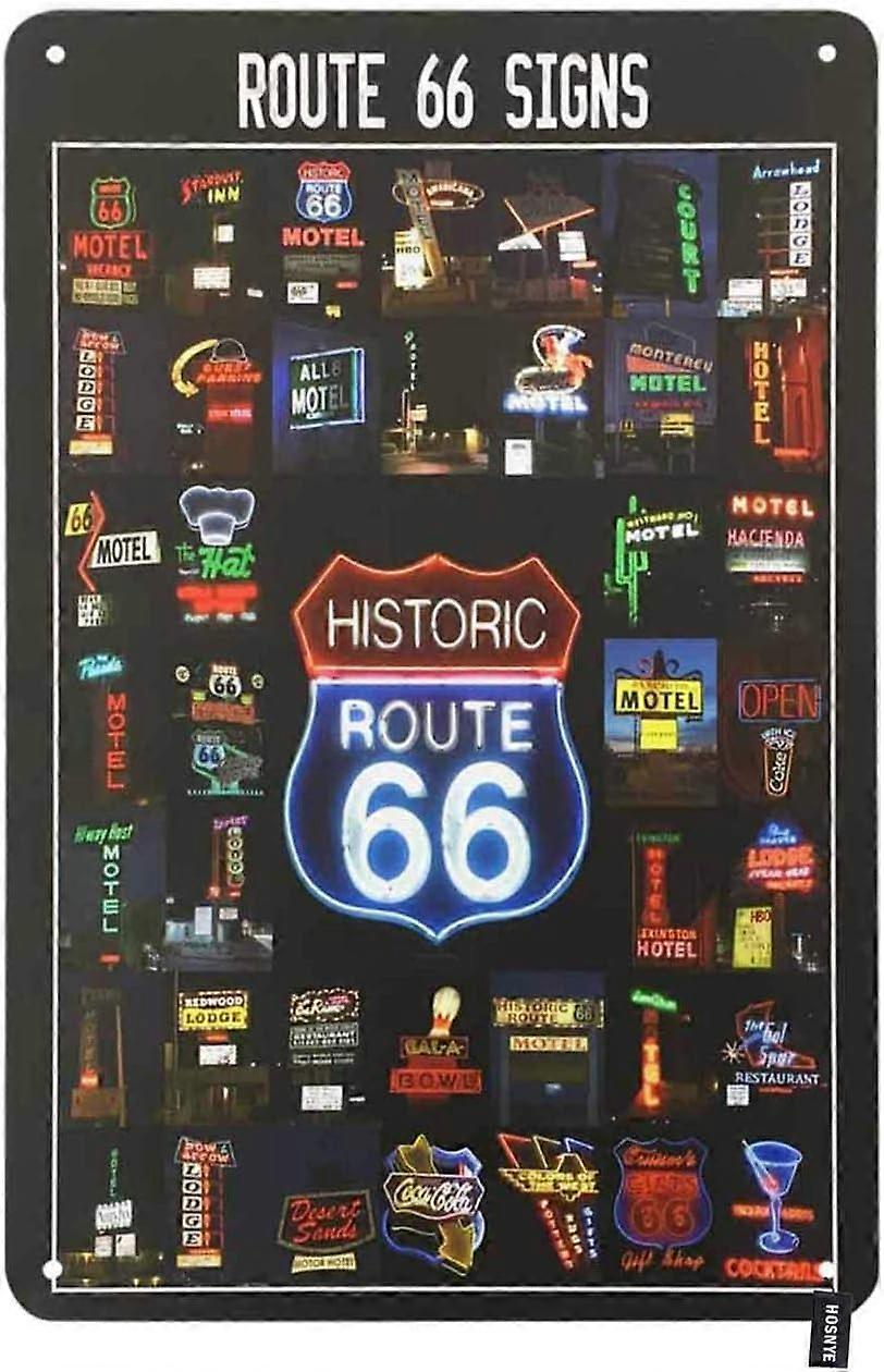 歴史的なルート66モーテルバーカフェショップのブリキの看板、男性、女性、ホームバー、クラブ、カフェの壁紙の装飾のためのビンテージメタルのブリキの看板8x12インチ