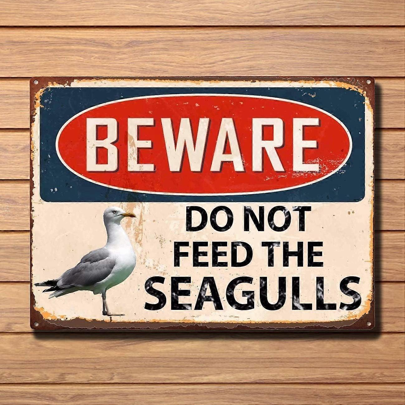 カモメに餌を与えないでください、メタルサイン、ウォールハウス、ビーチ、シーフロントプラーク、ビンテージメタル、ブリキサイン、レトロ、ブリキプレートサイン、ウォールアートの装飾、TINサイン、7.8X11