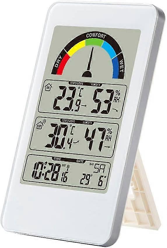 Digital Thermometer Hygrometer Wall Clock Wireless Sensor Indoor Outdoor Gift