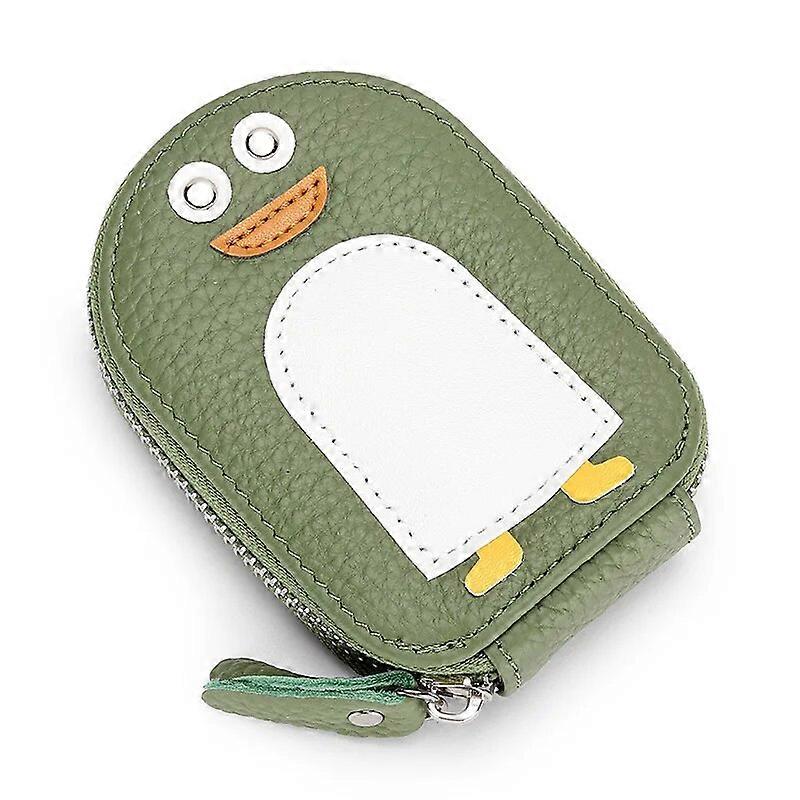 יוקרה חמוד מחזיקי תעודת זהות לנשים עור פרה אמיתי קטן מעודן מצויר פינגווין ארנק מטבעות מחזיק עור פרה
