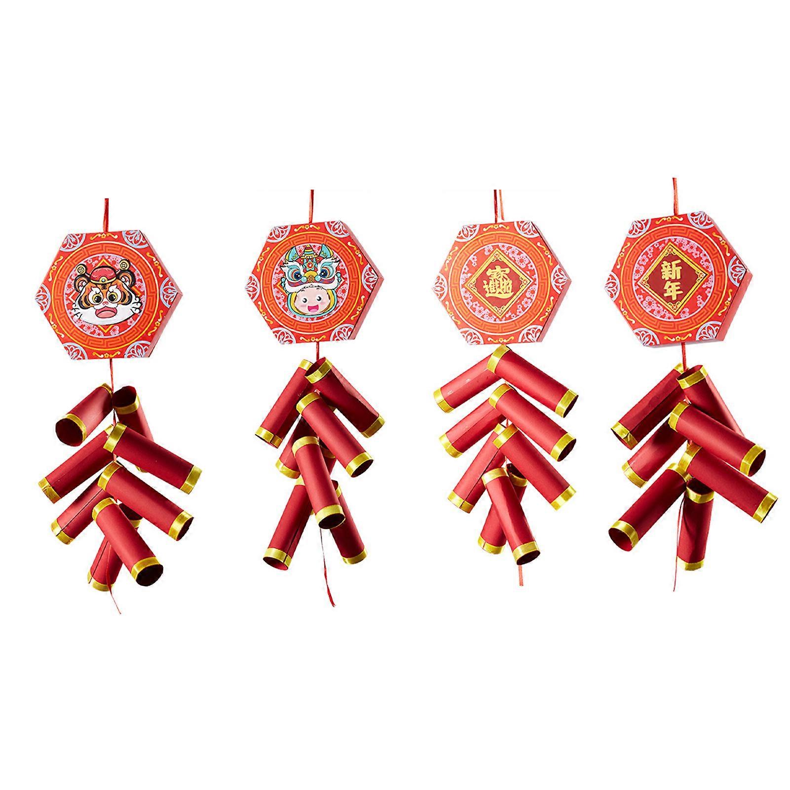DIY Festival Hanging Ornament Chinese Style Printed Pattern Long String Fake Fire-Crackers DIY Making Scene Layout Decoration for Chinese New Year Lan